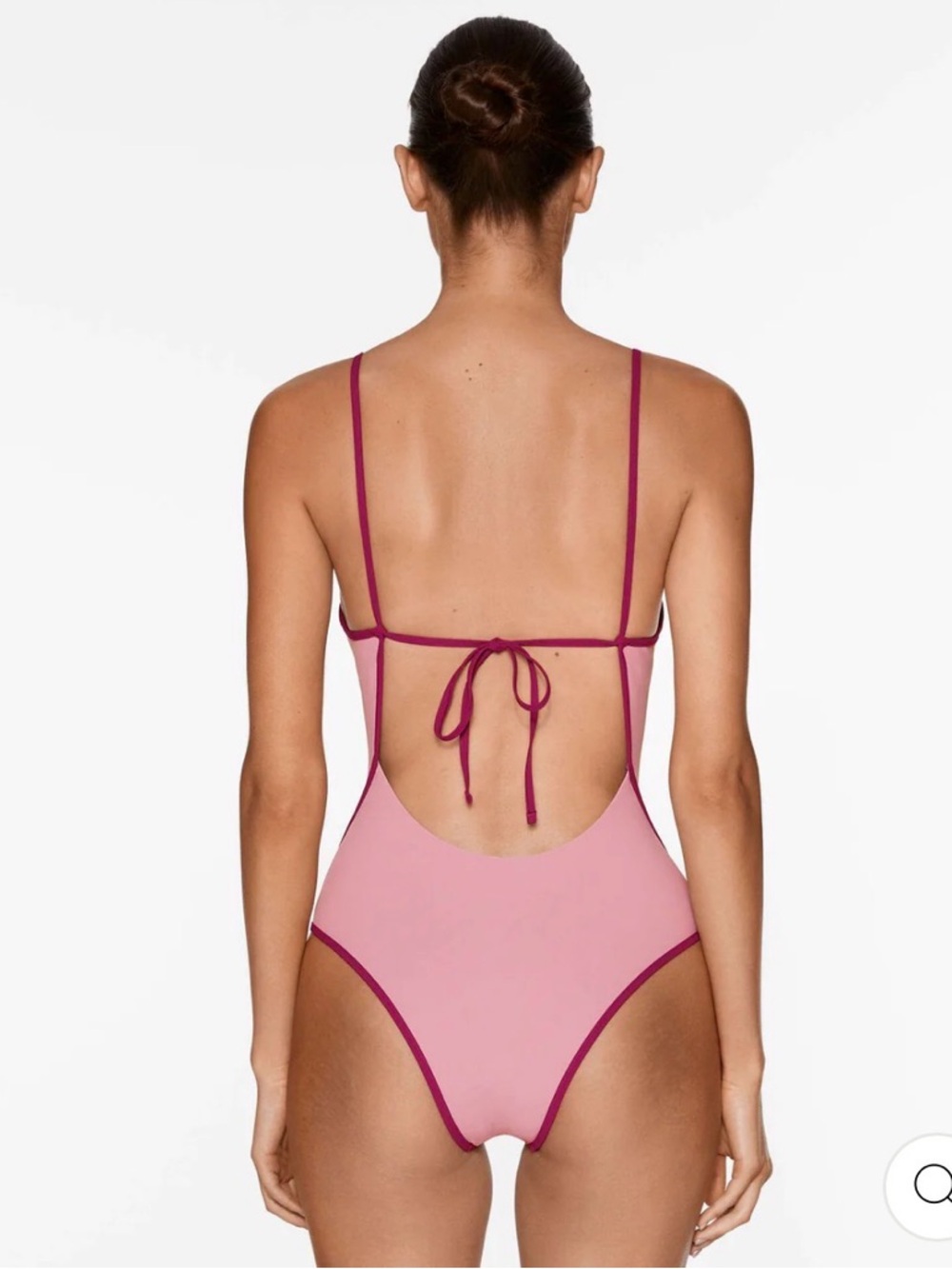 Women's Pink Contrast-Trim One-Piece Swimsuit - Picture 3 of 6